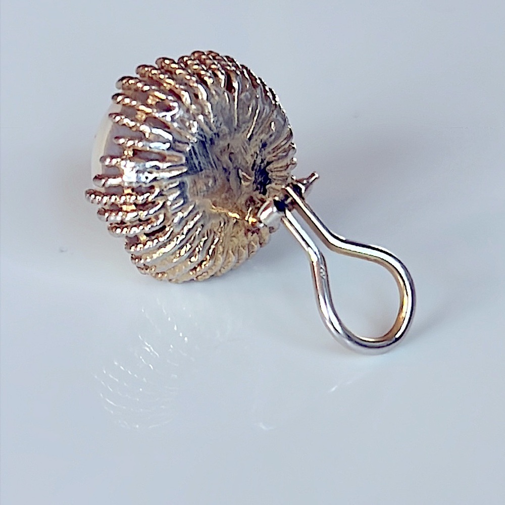 14 karat gold, and 17 mm pearl earrings - Picture 4 of 7